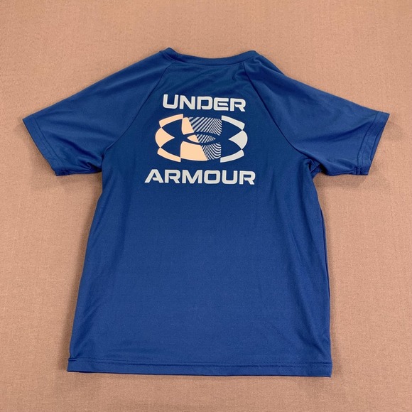 Under Armour Shirt Youth Small Blue Loose Performance Short Sleeve Style 1383012 - Picture 5 of 12